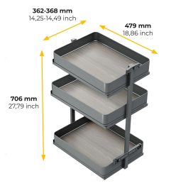 Emuca Chariot extractible Harmony avec fermeture à amortie, Module largeur 400mm hauteur 800mm, Acier et Bois, Gris anthracite
