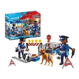 Playmobil 6878 Barrage de Police City Action - Jouet avec Chien Policier et Accessoires - À Partir de 4 Ans