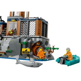 LEGO 60419 City La Prison de la Police en Haute Mer, Jouet avec Hélicoptère et Bateau, 7 Minifigurines et Figurine de Chien