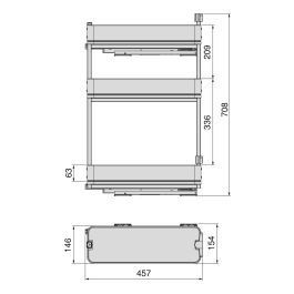 Emuca Porte-bouteilles latéral extractible Harmony avec fermeture amortie, Module largeur 200mm hauteur 800mm, Acier et Bois, Gris anthracite