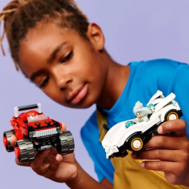 LEGO Sonic The Hedgehog 77118 La Voiture de Silver contre le Monster Truck de Knuckles - Kit de Construction avec 2 Minifigurines