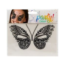 Mariposa Joyas Faciales de Déguisement Élégant avec Pierres et Détails Noirs et Argentés - Maquillage Fête Halloween