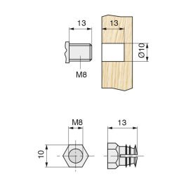 HERRAJES ALK Boulon d'expansion en laiton M8-13 pour perceuse 10 mm sans pastille