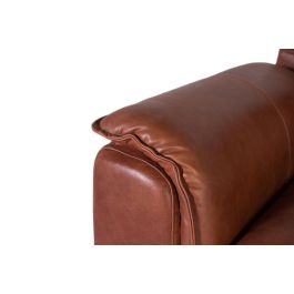 Giner y Colomer - Canapé 3 places en cuir 100% naturel marron, style vintage contemporain - Dimensions : 227 x 95 x 85 cm