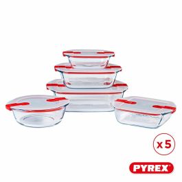 Ensemble de contenants de cuisine hermétiques empilables Pyrex Cook & Heat Rouge Rectangulaire 5 Pièces