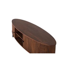 GINER Y COLOMER - Meuble TV en bois d'acacia et métal avec 2 portes, fabrication artisanale - Dimensions: 170 x 48 x 50 cm - Couleur Cerisier