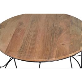 GINER Y COLOMER - Table de salon ronde en bois naturel et métal noir - Diamètre 80 cm x Hauteur 41 cm