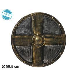 Bouclier Médiéval 59.5 cm avec Croix Dorée et Effet Métallique - Décoratif pour Fêtes Historiques Precio: 8.436. SKU: B157VTNZTS