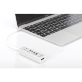 DIGITUS USB-C-Hub 3-Port 2.0->3xA2.0 1xReader in.Kabel weiß