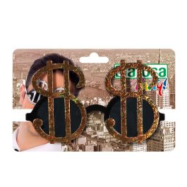 Dollar Ricachon Lunettes de soleil décoratives en forme de symbole dollar doré - Accessoire de fête thème années 80 et déguisement