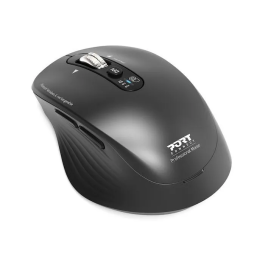 Port Designs Souris sans fil rechargeable BUSINESS 910202 - Bluetooth 5.0, 2.4 GHz, 4000 DPI, clics silencieux, FreeWheel, pour bureau professionnel - Noir