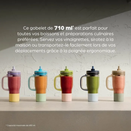 Ninja BlendBoss DB351EUST Blender Mélangeur 1200 W, 3 Programmes Auto-IQ, Gobelet Mix-and-Go 760 ml Sans BPA, Minéral, Avec Lames CrushBlade