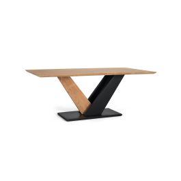 Giner y Colomer - Table de salle à manger rectangulaire en bois d'acacia massif naturel et métal noir, 200x100x77 cm