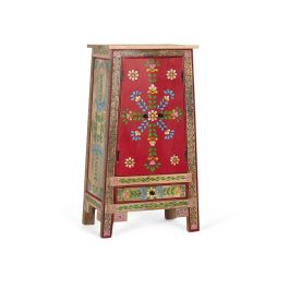 GINER Y COLOMER - Meuble auxiliare en bois de manguier et MDF avec deux portes et un tiroir, peint à la main - Multicolore, meuble décoratif artisanal Precio: 467.988. SKU: B18PTTW27T