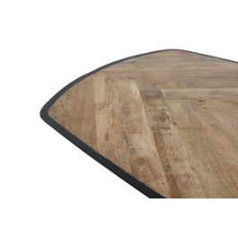 GINER Y COLOMER - Table à manger en bois de manguier avec plateau chevron et structure en fer noir, 220 cm, aux coins arrondis