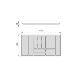 Emuca range-couverts Optima Vertex/Concept, profondeur 500mm, plateau 16mm, module 900mm, Plastique, Gris antracite