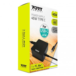 PORT Connect Adaptateur Secteur USB-C 45W (100-240V) - Alimentation pour PC, Mac, Tablette et Smartphone