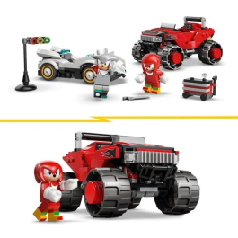 LEGO Sonic The Hedgehog 77118 La Voiture de Silver contre le Monster Truck de Knuckles - Kit de Construction avec 2 Minifigurines