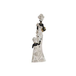 Figurine Décorative Home ESPRIT Blanc Noir Doré Africaine 10 x 7 x 31 cm (2 Unités)