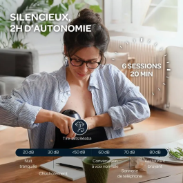 Beaba - Tire-Lait Électrique Mains Libres Bleu Nuit - Allaitement Discret, Portable et Sans Gêne