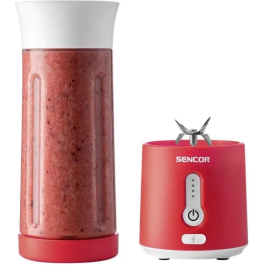 Sencor SBL 134RD Mixeur à Smoothie Portable 150 W avec Récipient 500 ml, Batterie Rechargeable, 20 Cycles, Étanche IPX65, Lames en Titane