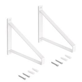 Emuca Jeu de supports pour étagères en bois Shelf avec forme triangulaire, Acier, Peint en blanc