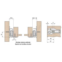HERRAJES ALK Guide de tiroir avec amortisseur Rodeo 300mm Acier Gris
