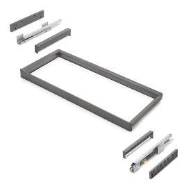 Emuca Rack avec glissières à extension totale et à fermeture douce pour accessoires d'armoire Quartz, 887-913mm, Aluminium et plastique, Titane