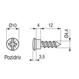 UCAFIX Vis cazoleta Ø4 12mm tête 10mm zingué avec pointe