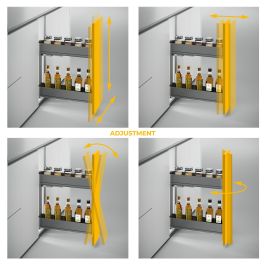 Emuca Porte-bouteilles latéral extractible Harmony avec fermeture amortie, Module largeur 200mm hauteur 700mm, Acier et Bois, Gris anthracite