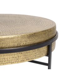 GINER Y COLOMER Table basse ronde en bronze et métal noir, diamètre 81 cm, pièce artisanale avec tapa travaillée à la main