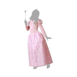 Déguisement de fée marraine adulte pour femme, long, rose avec détails argentés, en polyester - Taille XS-S