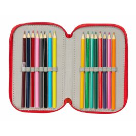 Pochette à crayons triple Mickey Mouse Rouge 12,5 x 19,5 x 5,5 cm 37 Pièces