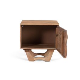 GINER Y COLOMER Table de Nuit en Bois d'Acacia Naturel avec Porte - Structure Compacte, Pâtissé Torrées - Dimensions Porte: 31x50cm