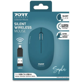 Port Designs Souris sans fil 900545 Collection II, technologie 2.4 GHz, ultra-compacte et silencieuse, couleur bleu profond