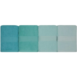 Ensemble de 4 serviettes de main en coton 100% - 50 x 90 cm - Vert marin