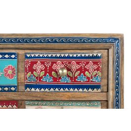 Giner y Colomer - Commode de chevet en bois de mango, 10 tiroirs peints à la main avec motifs floraux, finition naturelle, 36x9x? cm