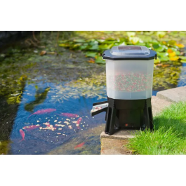 Ubbink Distributeur Automatique de Nourriture pour Poissons Solaire - Réservoir 6 L, 1 à 6 Nourrissages/Jour, Portée Réglable 1 à 3 m, Pour Bassins Jusqu'à 30 m³