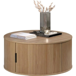 Trendteam Mesa de centro - Redonda - MDF - Roble - Essential - Die1metro 80 cm Altura 36 cm - RON234311451