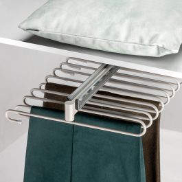 Emuca Porte-pantalons extractible, 11 tiges, guides d'extraction totale, Acier, Peint gris pierre