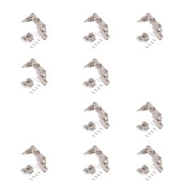 Emuca Lot de 10 charnières coudées X91 Ouverture à 165 degrés avec fermeture amortie et embases Euro, Hauteur 0, Acier, Nickelé