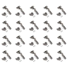 Emuca Lot de 20 charnières coudées X91 avec fermeture amortie et embases Euro, hauteur 0, nickelé, titane