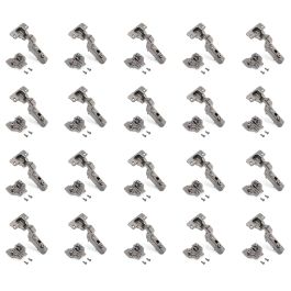 Emuca Lot de 20 charnières super coudées X91 à fermeture amortie et embases Euro, Hauteur 0, Acier, Titane