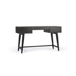 GINER Y COLOMER Bureau en bois de palissandre et manguier 3 tiroirs avec pieds métal, marron et noir - 132 x 50 x 76 cm