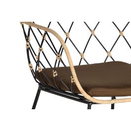 GINER Y COLOMER - Lot de 2 fauteuils en rotin naturel avec pieds en métal et coussins - Dimensions siège : 39 x 43 cm