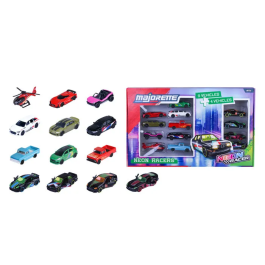 Majorette Coffret 13 Véhicules Neon Racer Set, 9 Modèles Classiques + 4 Édition Limitée Graffiti, Voitures Miniatures 1/64 en Métal, Pour Enfants dès 3 Ans