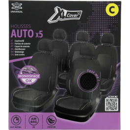 XLCOVER Paquete de 5 fundas universales para asientos de coche Monovolumen compatibles con airbags Cubre asientos, respaldos y reposacabezas AAAQG37717