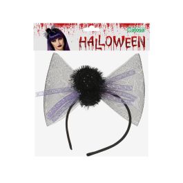 Diadème avec nœud noir et araignée en peluche pour carnaval et Halloween - Accessoire de déguisement pour fêtes thématiques