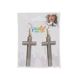 Pendents Dorés en Croix pour Costume Religieux ou Gothique - Boucles d'oreille dorées pour Halloween, Théâtre et Événements à Thème