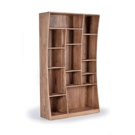 GINER Y COLOMER Bibliothèque en Bois d'Acacia Naturelle - 200 cm de Haut x 120 cm de Large - Meuble à Assembler avec Grand Espace de Rangement